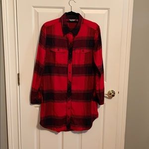 Red and black plaid tunic